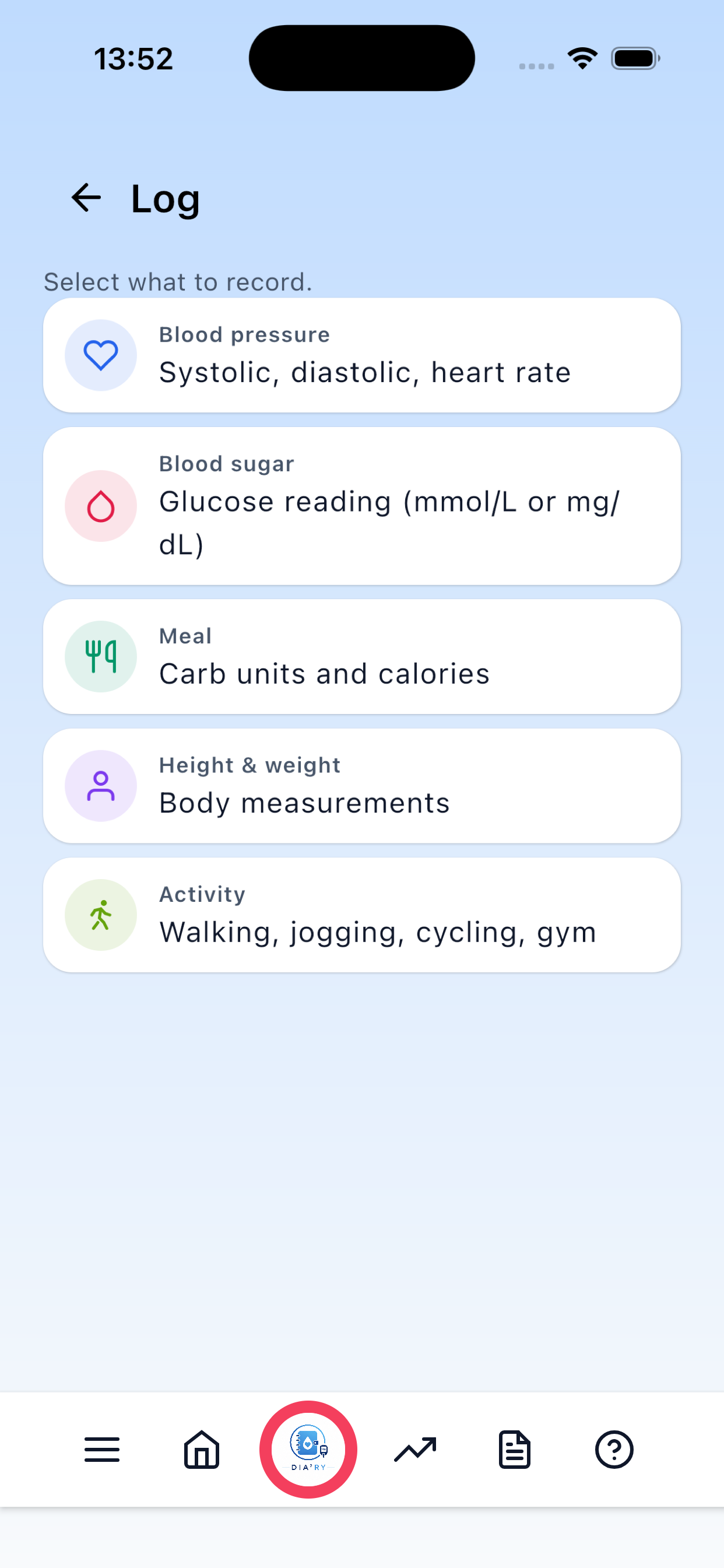 One tap to log anything
